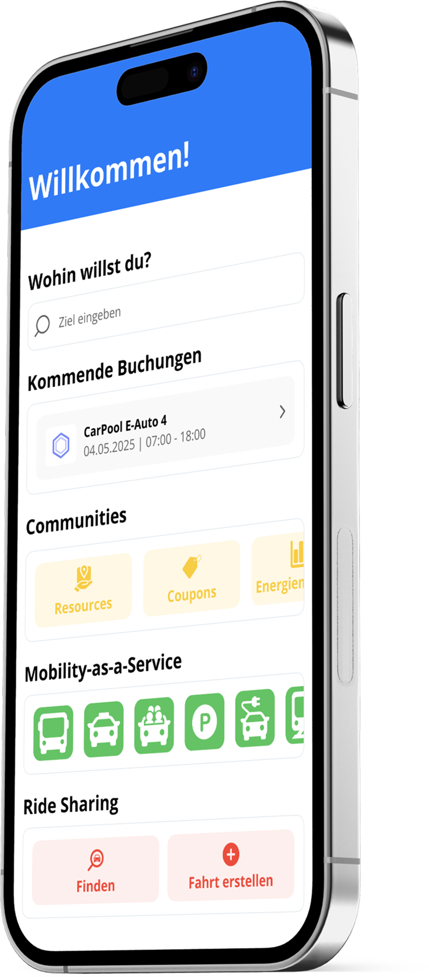 Smartphone mit MaaS App